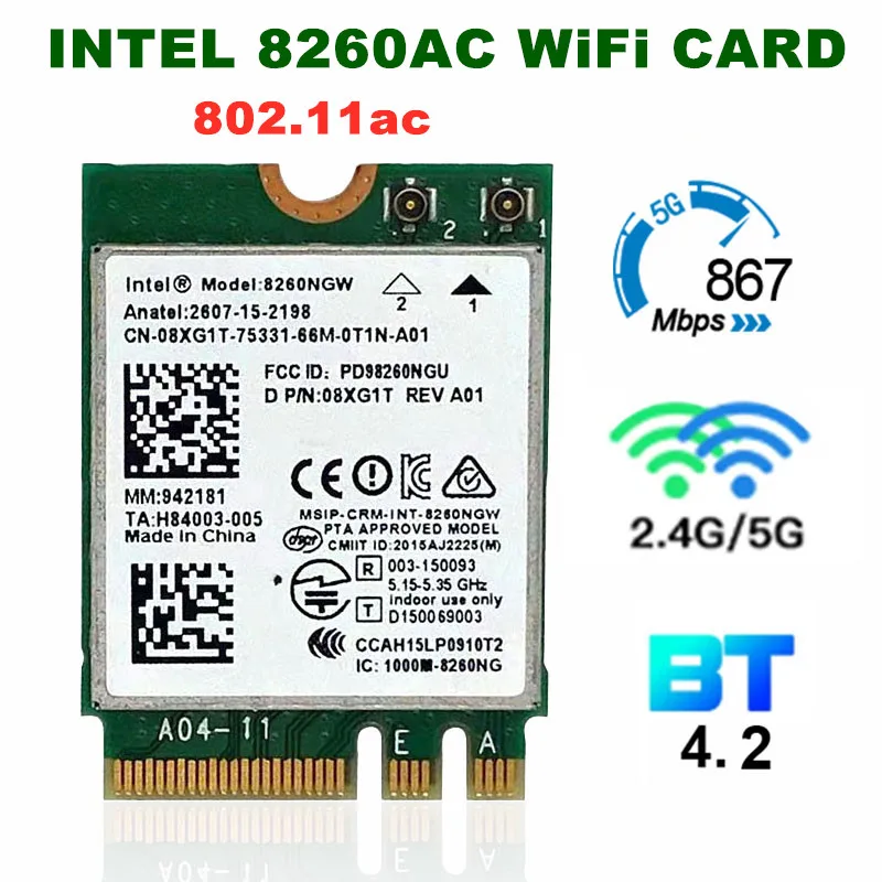 INTEL Band 2.4/5G 867Mbps Bluetooth 4.2  802.11ac Wifi Wireless Network Card Module for Intel Ac 8260 8260ngw wifi antenna