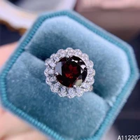 vintage classic natural garnet ring 925 sterling silver inlaid womens red gemstone ring bridal wedding engagement party gift