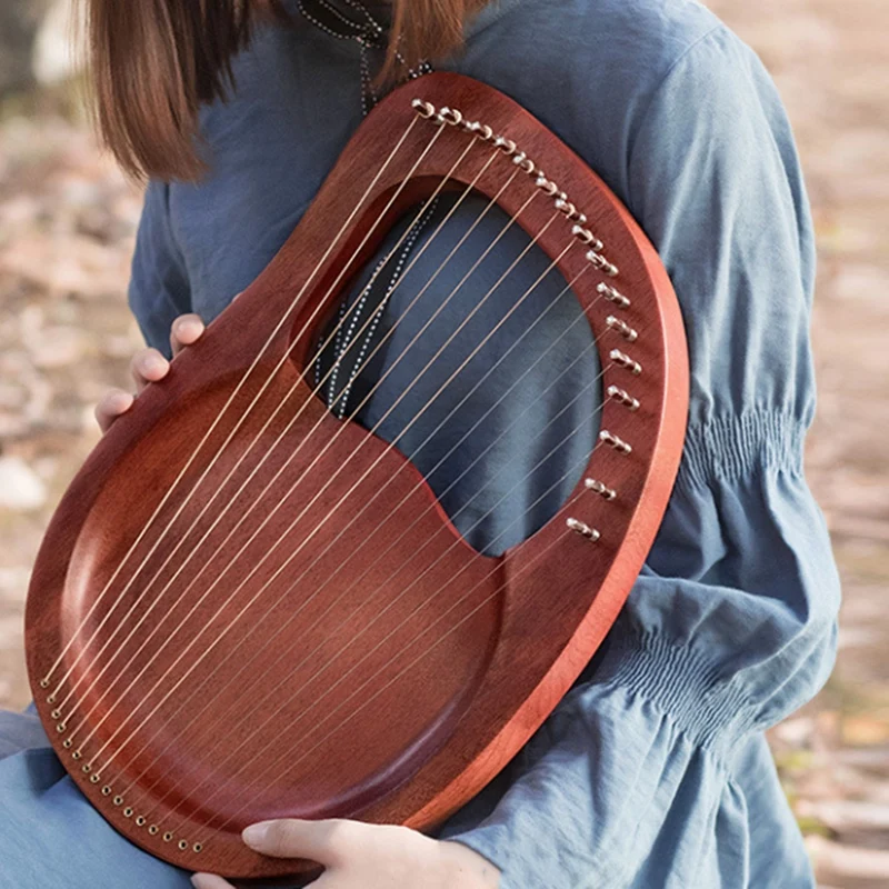 

Lyre Harp,16 струн Harp Heptachord из массива дерева цвета Красного дерева Lyre Harp с настройкой гаечного ключа для музыкальных любителей детей и взрослых