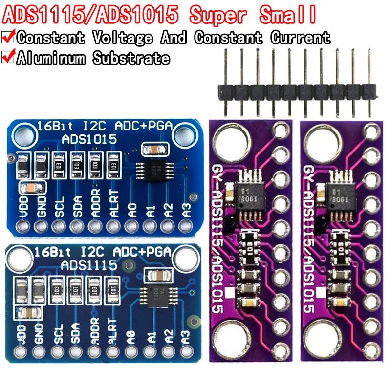 16-битный I2C ADS1115 ADS1015 модуль ADC 4-канальный с усилителем усиления Pro 2,0 в до 5,5 В для Arduino RPi