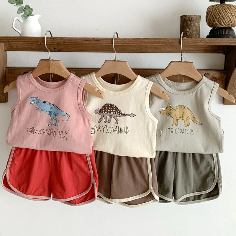 

Baby Girls Suit Summer Baby Clothing Set Infant Boys Suit Dinosaur Tee And Shorts 2 Pcs Infant Suit Cotton Baby Clothing Set