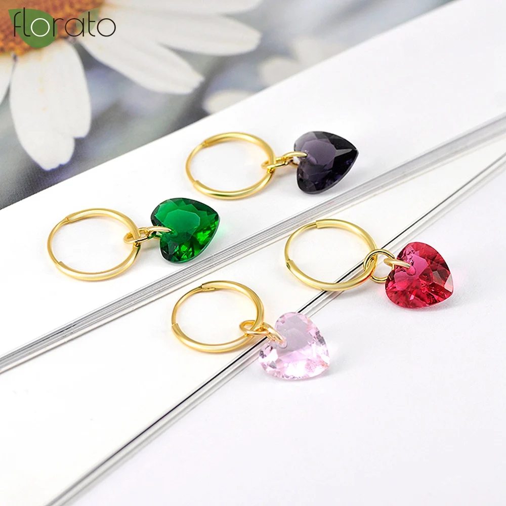 

925 Sterling Silver Needle Pink CZ Crystal Heart Earrings Fashion Hoop Earrings for Women Wedding Luxury Jewelry Premium Gifts