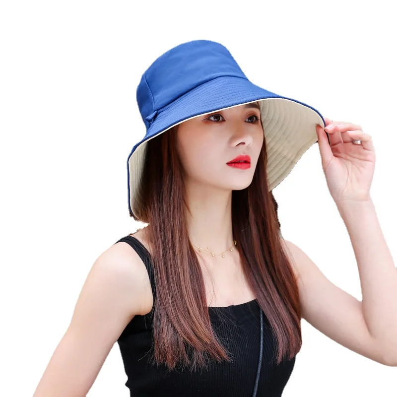 

Wide Brim Double-Sided Bucket Hat Women Summer Anti-UV Foldable Sun Visor Panama Hats Girls Female Outdoor Fishing Fisherman Cap
