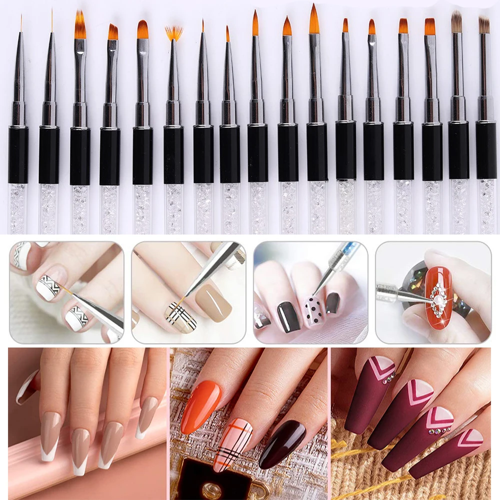

Nail Art Liner Brush Tool Carved Crystal Ultra-thin Line Drawing Pen Pull Wire Phototherapy Flower Double Pen Metal Pen