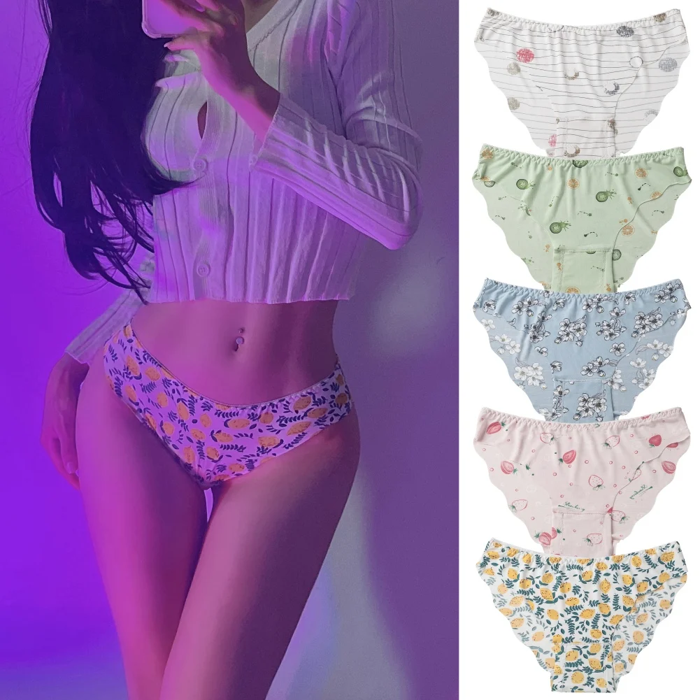 

Women's Low Rise Invisible Ice Silk Briefs Sweet Print Sexy Thin High Elastic Soft Breathable Daily Casual Sleep Underpants