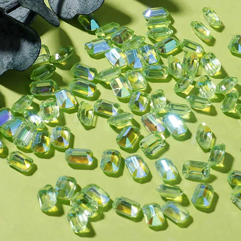 

100Pcs/Pack Nail Art Decorations Rhinestones 3D Aurora Octagonal Crystal Diamonds Colorful DIY Manicure Accessories
