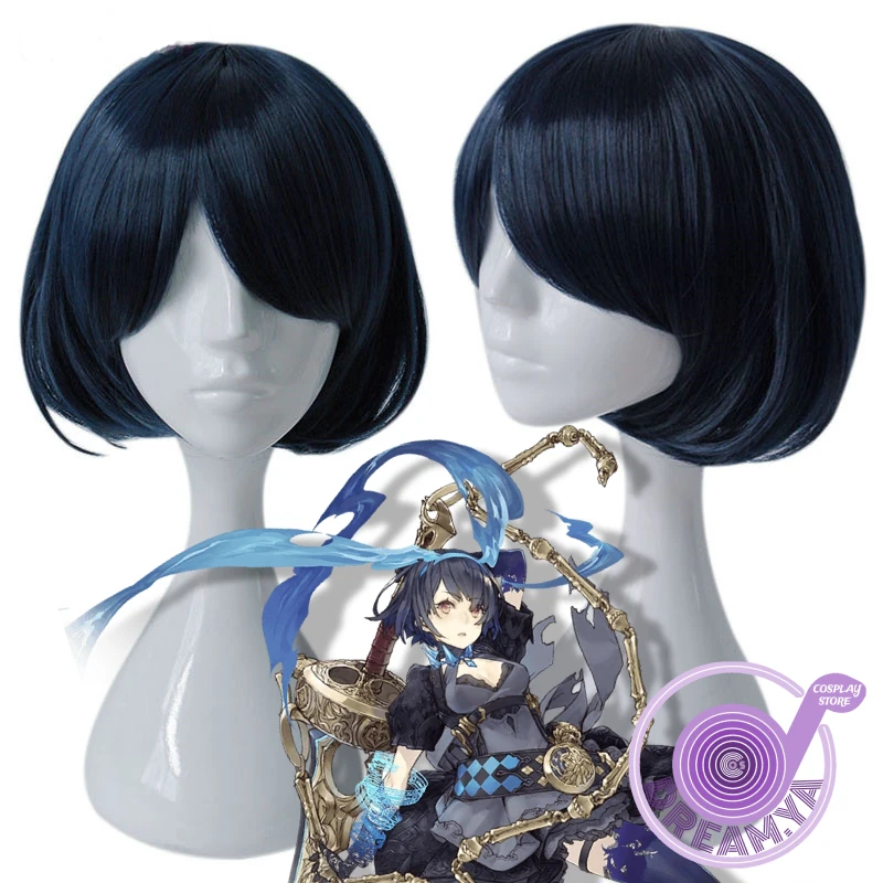 Алиса парик косплей SINoALICE Bondage Темно-синий короткий BOB синтетические волосы, термостойкие, на Хэллоуин, вечеринку, ролевые игры, карнавальные кепки.