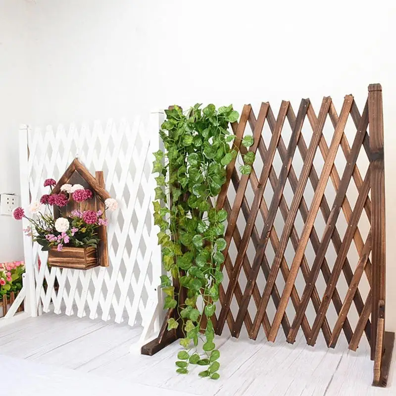 Retractable Garden Fence Decorative Foldable Wooden Expanding Fence Pet Safety Fence For Patio Garden Lawn Decor Plants Climbing