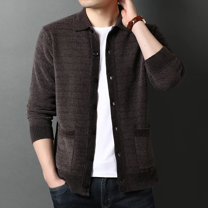

2023 Brand Clothing Fashion Men Knit Jackets Casual Cardigan Europe Station Male Wool Sweater Slim Fit Versatile Coat