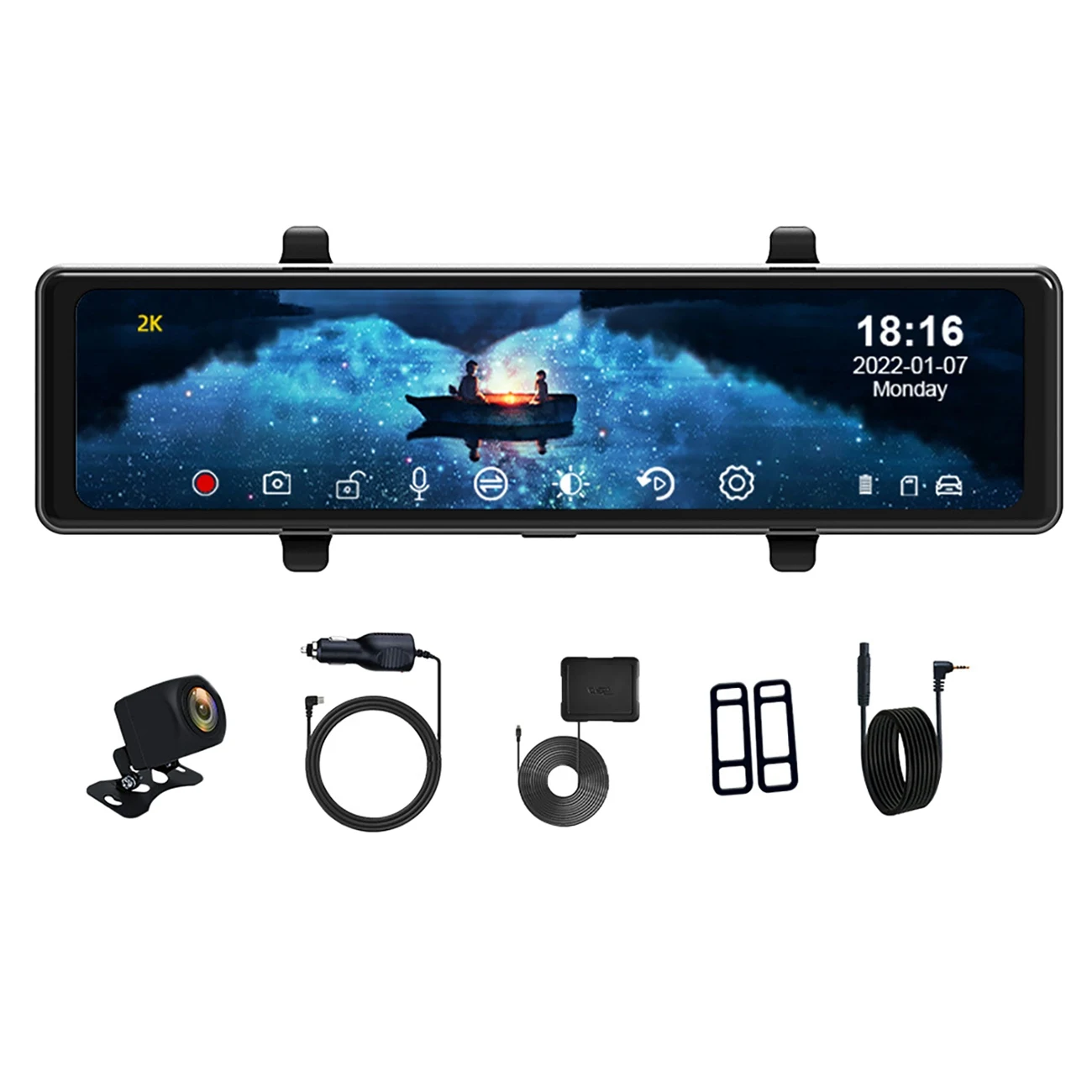 

11.28 Inch Car DVR 2K Touch Screen Front Camera Time-Lapse Video GPS Track Playback Recorder Dual Lens 1080P Rear Cams