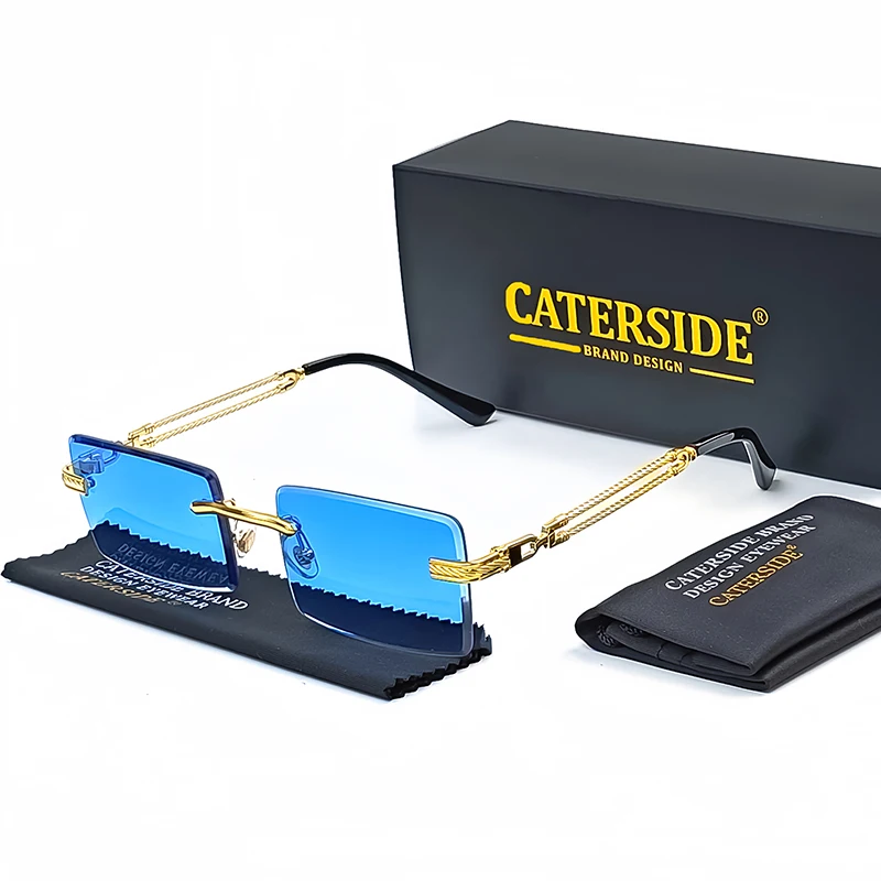 Солнцезащитные очки унисекс прямоугольные без оправы в стиле ретро