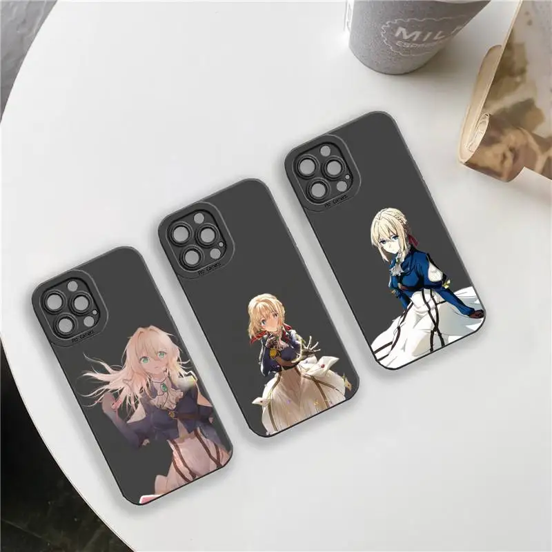 

Japan anime Violet Evergarden Phone Case For iPhone 13 12 11 Pro MAX Mini X XS XR 7 8 Plus Camera Lens Liquid Silicone