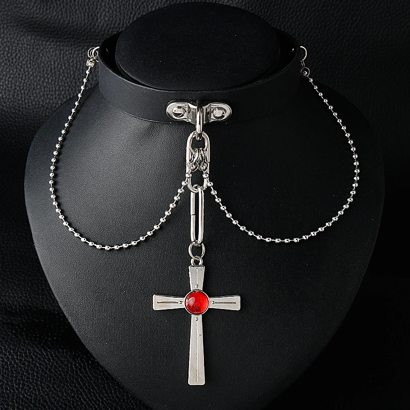 Ожерелье с подвеской из аниме росание и вампир подвеска-чокер красным кристаллом