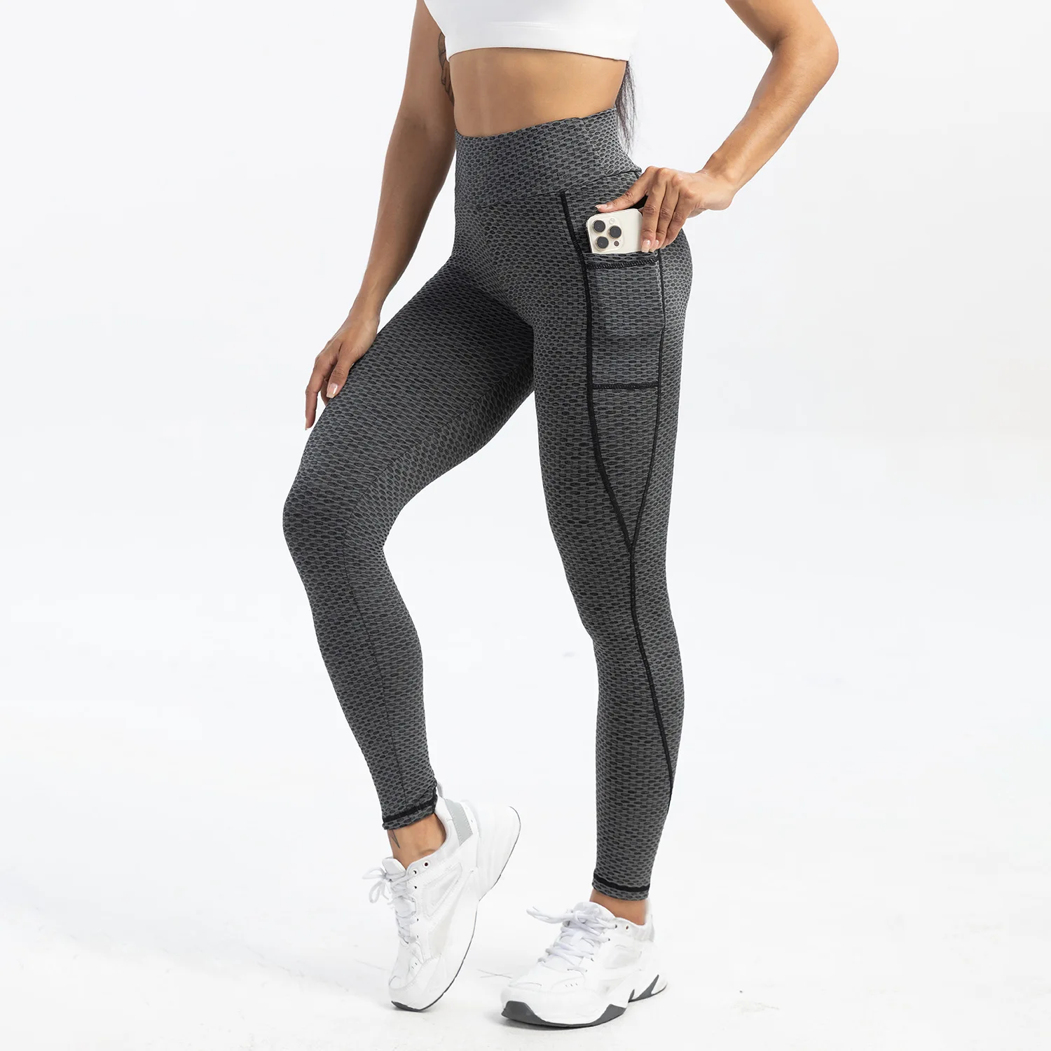 

CUTIES High Waist Gym Leggings Woman Pocket Scrunch Butt Yoga Pant Honeycomb Fitness Clothes Workout Tights Leggins Sportswear
