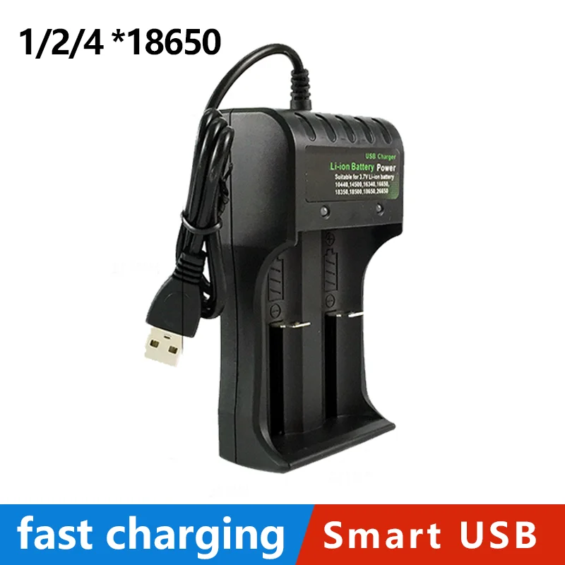 

Universal USB Battery Charger 4 Slots Fast Charging Protection Rechargeable for 18650 14500 23500 Smart Lithium Battery Charger
