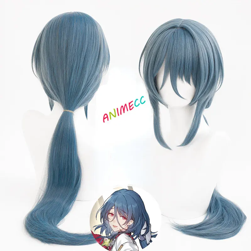 

Natasha Cosplay Wig Game Honkai Star Wigs Rail Simulated Scalp Wig Blue Grey Heat Resistant Synthetic Wigs