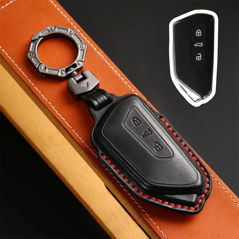 

Leather Car Key Case Cover Shell Fob For Volkswagen VW Golf 8 MK8 ID-4 ID-6 For Skoda Octavia A8 For Seat Leon FR MK4 Cupra