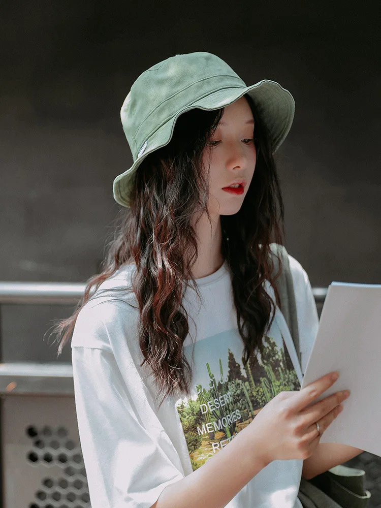Зеленая шляпа ведра женская плоские шляпы на открытом воздухе спортивные хип-хоп кепка мужская пляжное лето мягкая рыболовная солнечная унисекс панама.