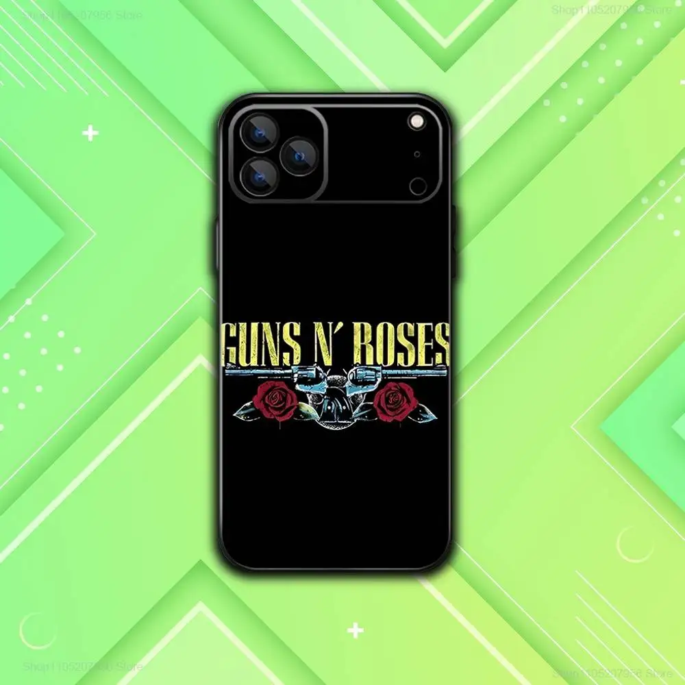 G-Guns N Cool Roses для iPhone 11,12,13,14,15,16,17, Plus,E,Air,Pro,Max,Mini Черный мягкий чехол для телефона (art.: 3920d34fc417a) - 3920d34fc417a