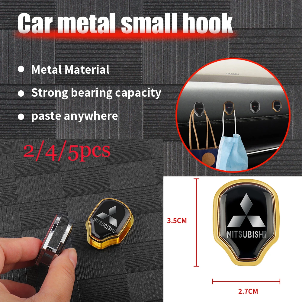 

2/4/5PCS Metal Car Hooks Stickers Purses Bags Holder Organizer Decor Accessories For Mitsubishi Ralliart Lancer EX Outlander