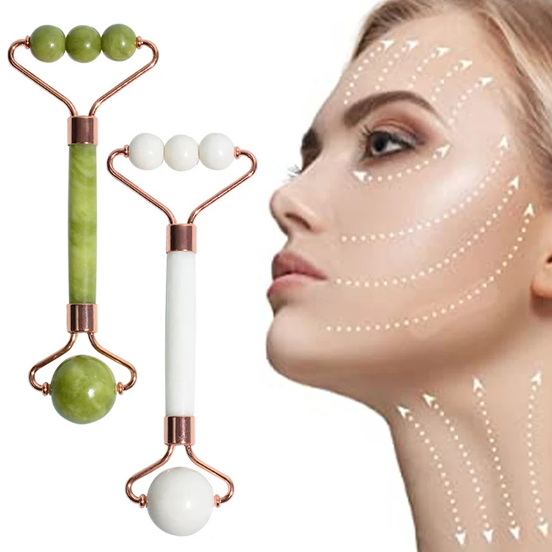 

Natural Stone Jade Roller Facial Massager Double Heads Face Slimming Eyes Neck Thin Lift Massage Relax Beauty Tool