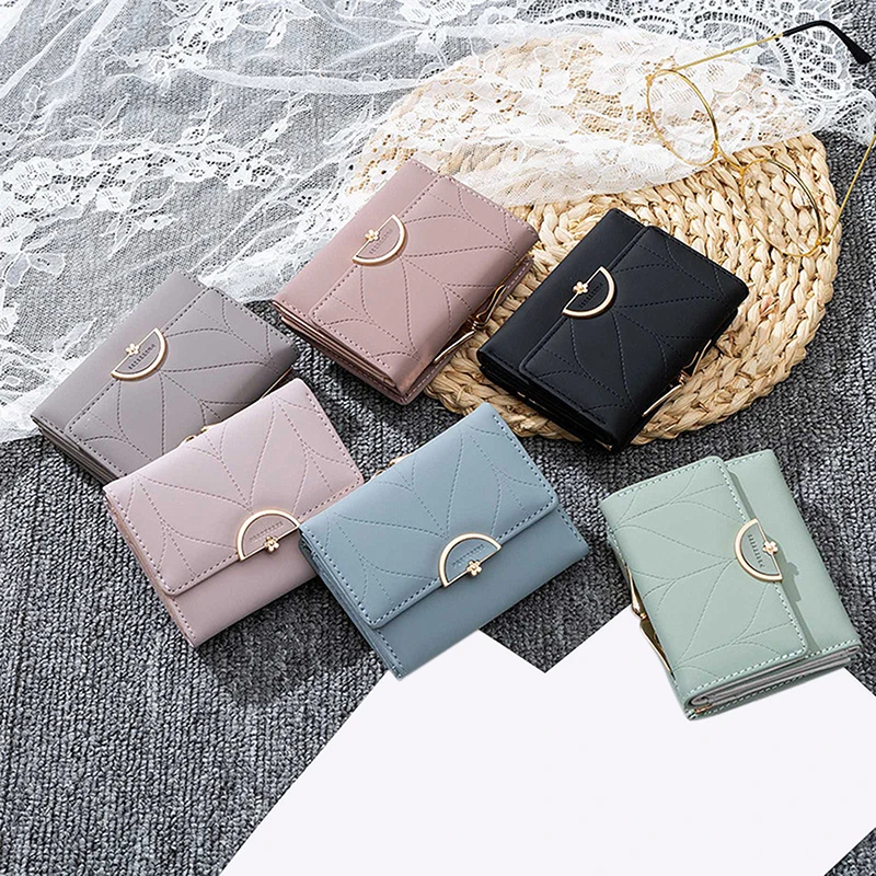 

Women Wallets Fashion Women Wallets Multi-Function High Quality Small Wallet Purse Short Design Three Fold Coin Purse Brand New