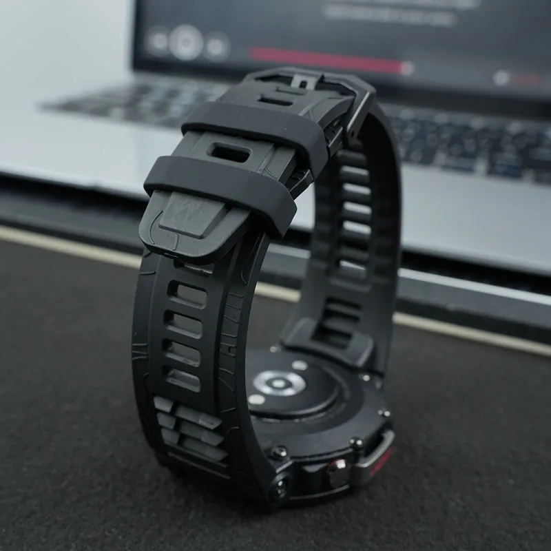 Фото Спортивный силиконовый ремешок для часов на открытом воздухе для AMAZFIT Huami T-Rex 3, умный ремешок для часов Rex 3-го поколения, мужской водонепроницаемый ремешок-браслет №4