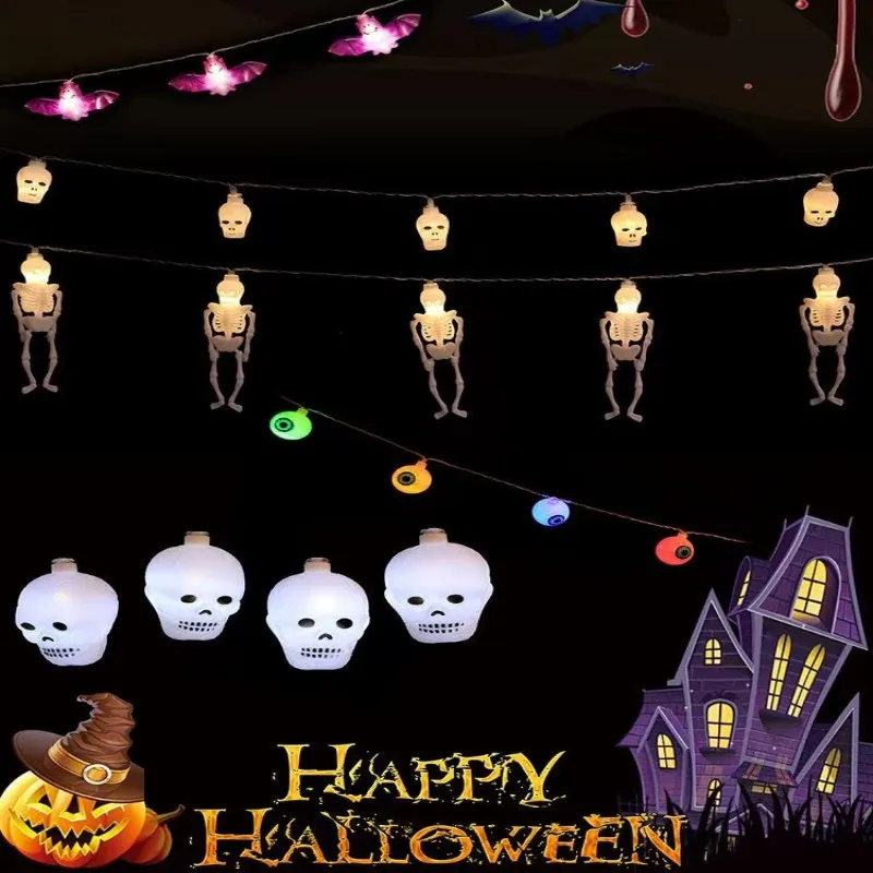 Halloween Decoration Led Lights Skull Pumpkin LED Curtain String Lights Halloween Ghost Party Home Party DIY Decor  candelabras