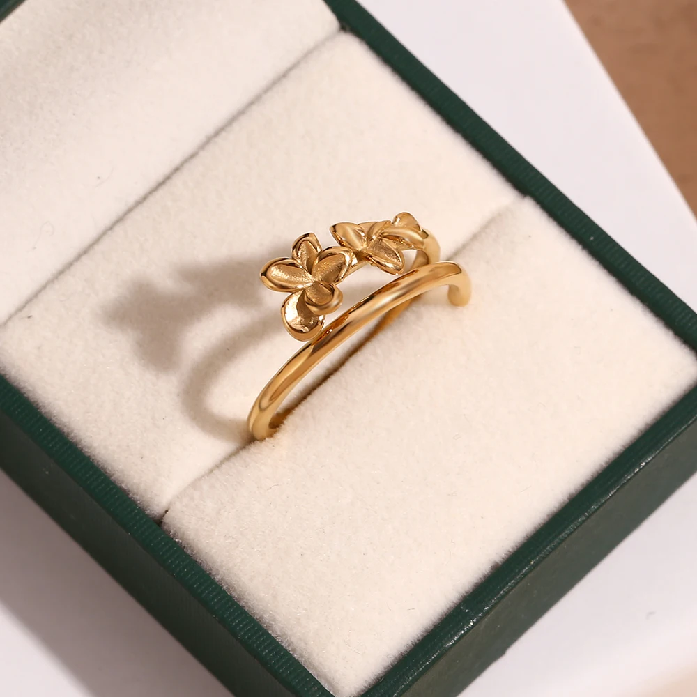 Элегантные двухслойные позолоченные кольца MamacitaSlay с изображением ФРАНЖИПАНИ