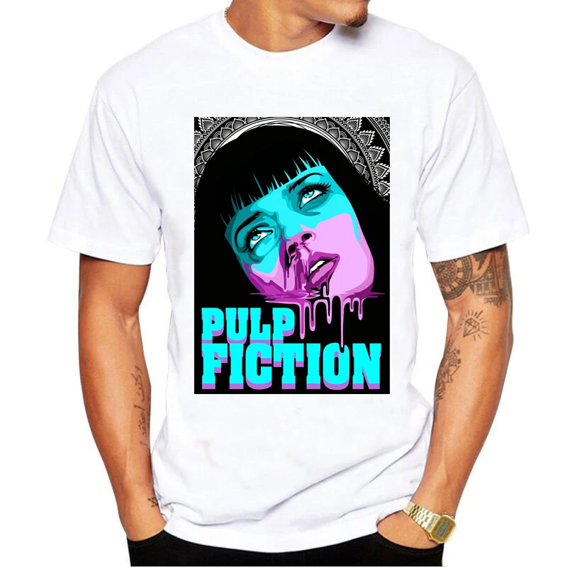 

2021 Hot Pulp Fiction T Shirt Men Kawaii Summer Tops Graphic Tees men tshirt clothing