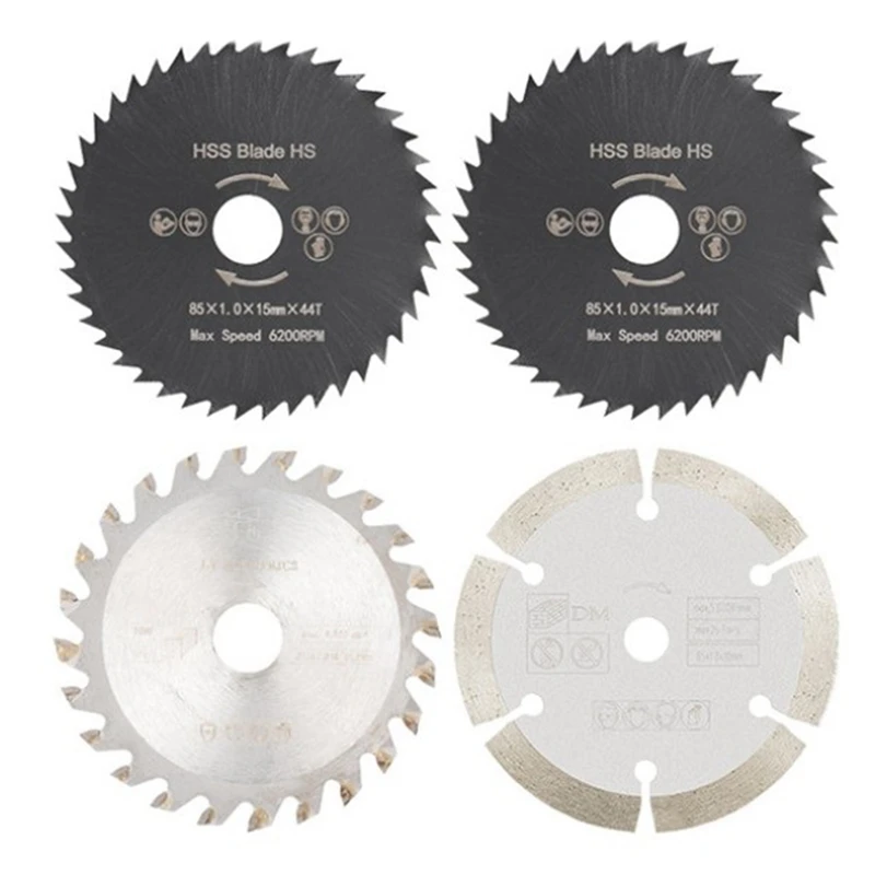 

4Pcs Saw Blade 85Mm Circular Saw Blade Set Diamond Disc TCT Saw Blade For Wood Cutting HSS Cutting Blade