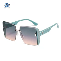 teenyoun 2022 new rimless cutting edge uv sunshade sunglasses womens fashion online red tiktok ins good quality glasses