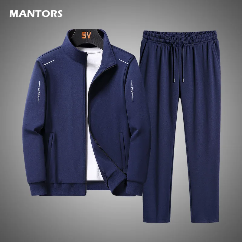 

Men Jacket Tracksuit Casual Sports Suit Men's Set 2021 Autumn Winter Two Pieces Set Mens Sportswear Plus Size Jacket Pants Suit