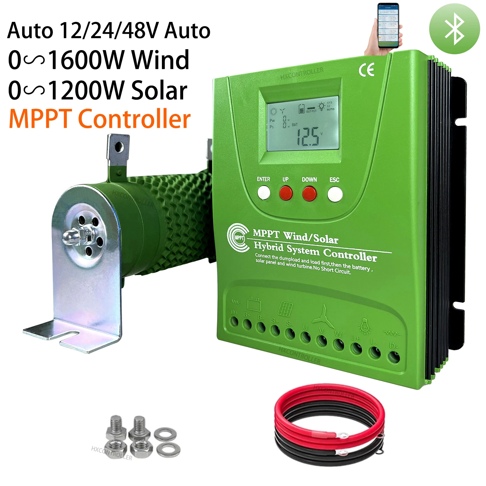 

Bluetooth Monitor 2800W MPPT Hybrid Wind Solar Charge Controller 12V 24V 48V Turbine Panel Controller For Lithium Acid Battery