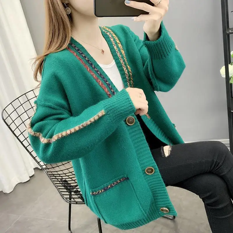 

Ladies Sweater Jacket Women Spring 2023 Women Explosive Western Style Knit Cardigan Long Sleeve Versatile Outer Wear Cardigan