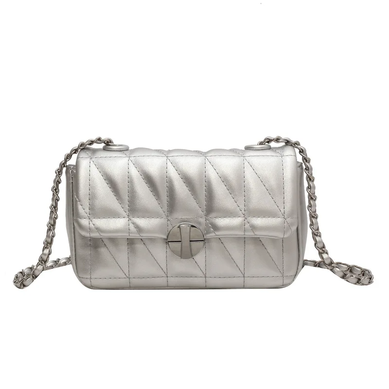 

Women Handbags Geometric PU Underarm Bag Summer New Fashion Solid Color All-match Rhombus Plaid Chain Casual Crossbody Bag 2023