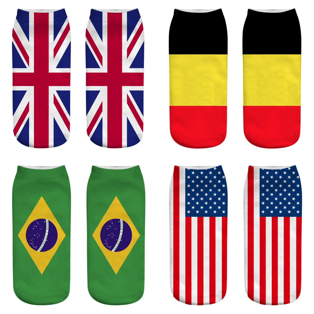 

Spring Summer 3D Unisex Sock Flag Printed Socks Printed Cotton Thin Funny Single Print America Canada Germany Low Cut Calcetines