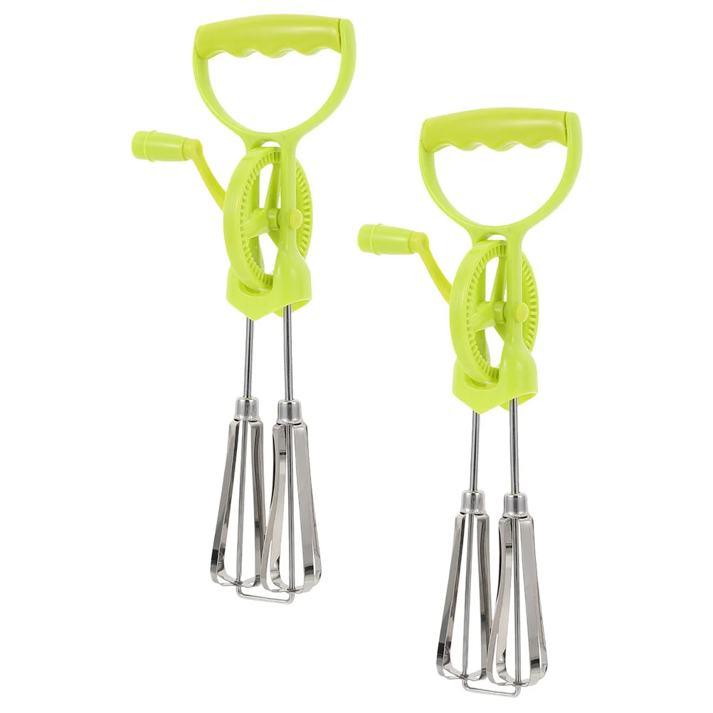 

2 Pcs Stainless Steel Egg Beater Multi-functional Mixer Whisk Tool Blender Kitchen Hand Crank Mixing Supplies Ergonomic