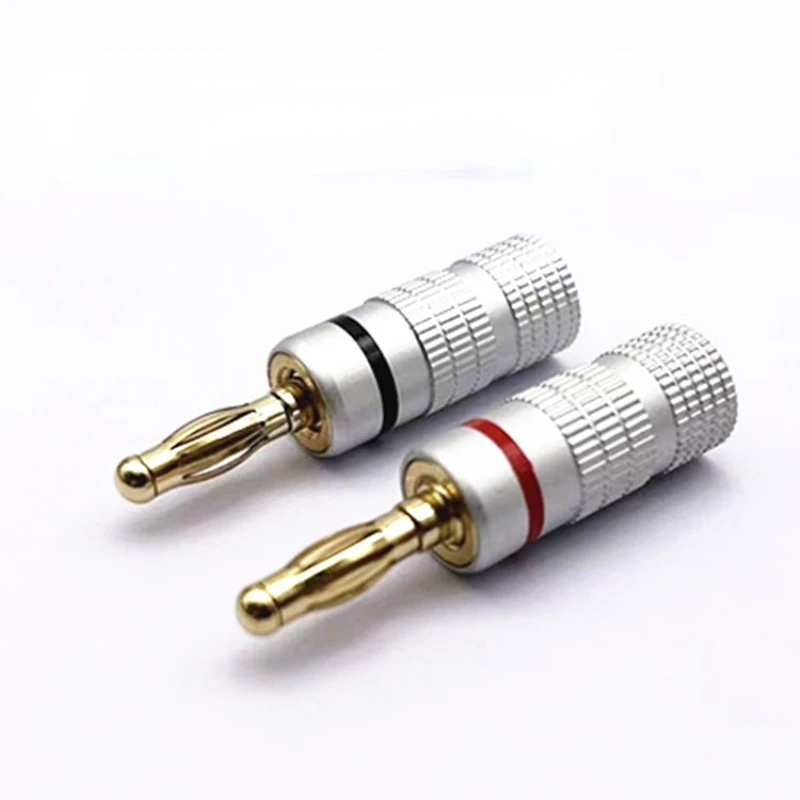 

4pcs GD Amp Nakamichi Speaker 4mm Banana plug connectors Pure copper gold-plated banana plug audio speaker line plug