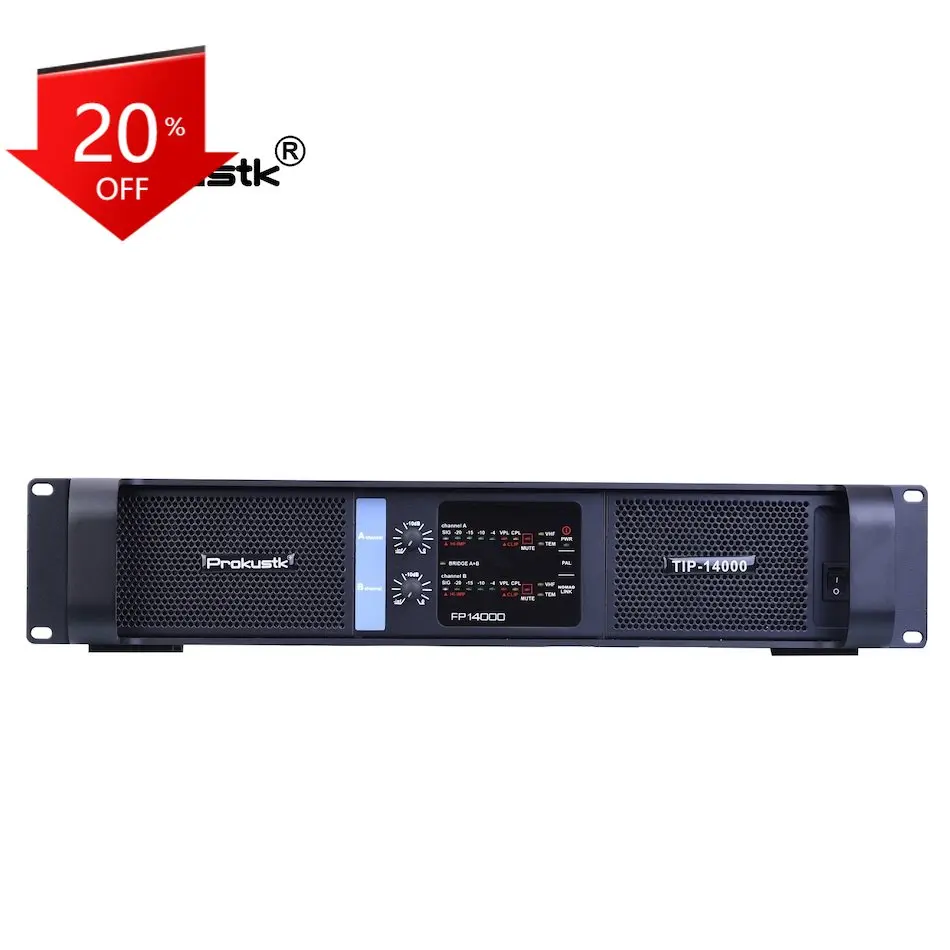

Усилитель 2ch * 2350W Class Td Fp14000 для двойного 18-дюймового сабвуфера, Профессиональный усилитель мощности 14000w Prokustk TIP14000