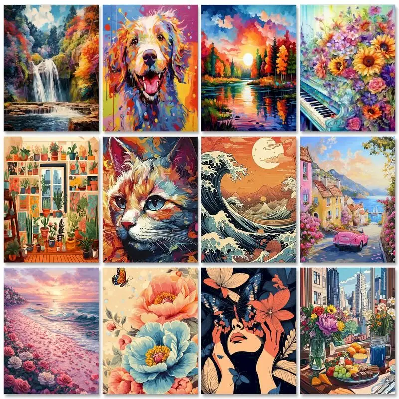 GATYZTORY Раскраска по номерам пейзаж ручная роспись холст нулевая основная