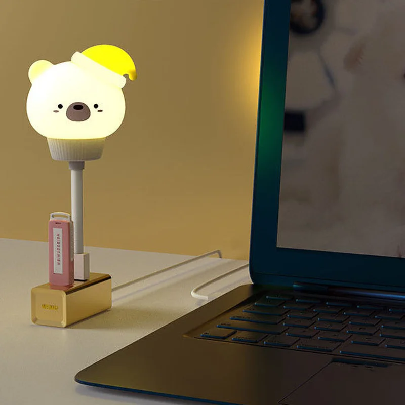 Светодиодный ночсветильник с USB милая мультяшная Ночная лампа медведем