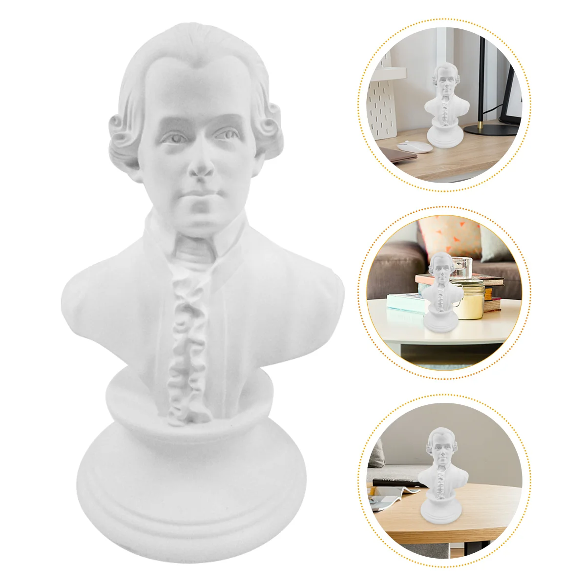 

Statue Roman Bust Head Decor Mozart Figurine Home Sculpture Resin Musician Greek Figure Handicraft God Goddess Abstract