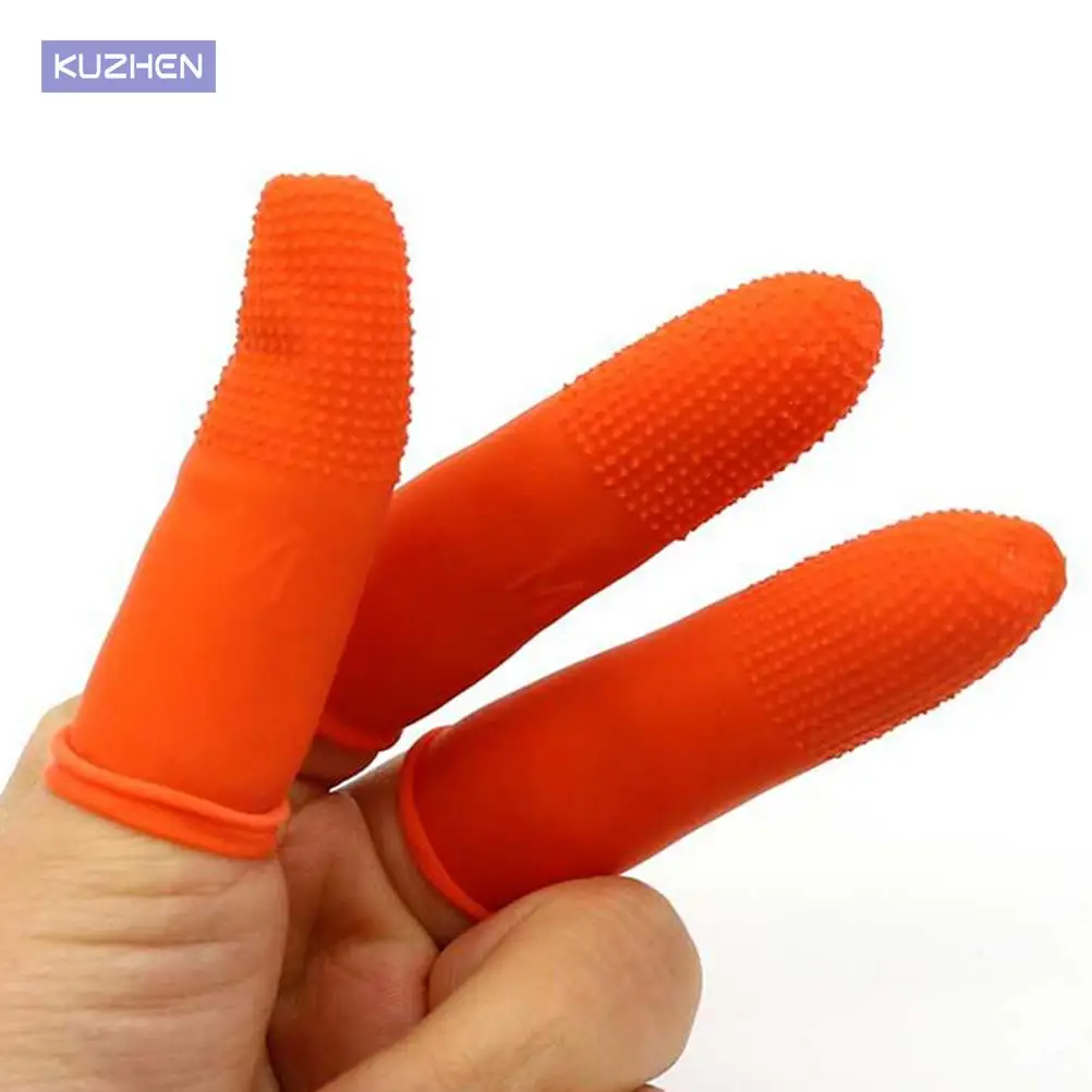 

100PCS Dust Free White Orange Nail Art Latex Rubber Finger Cots Protector Gloves Nails Tools for Women Girls Beauty Accessories