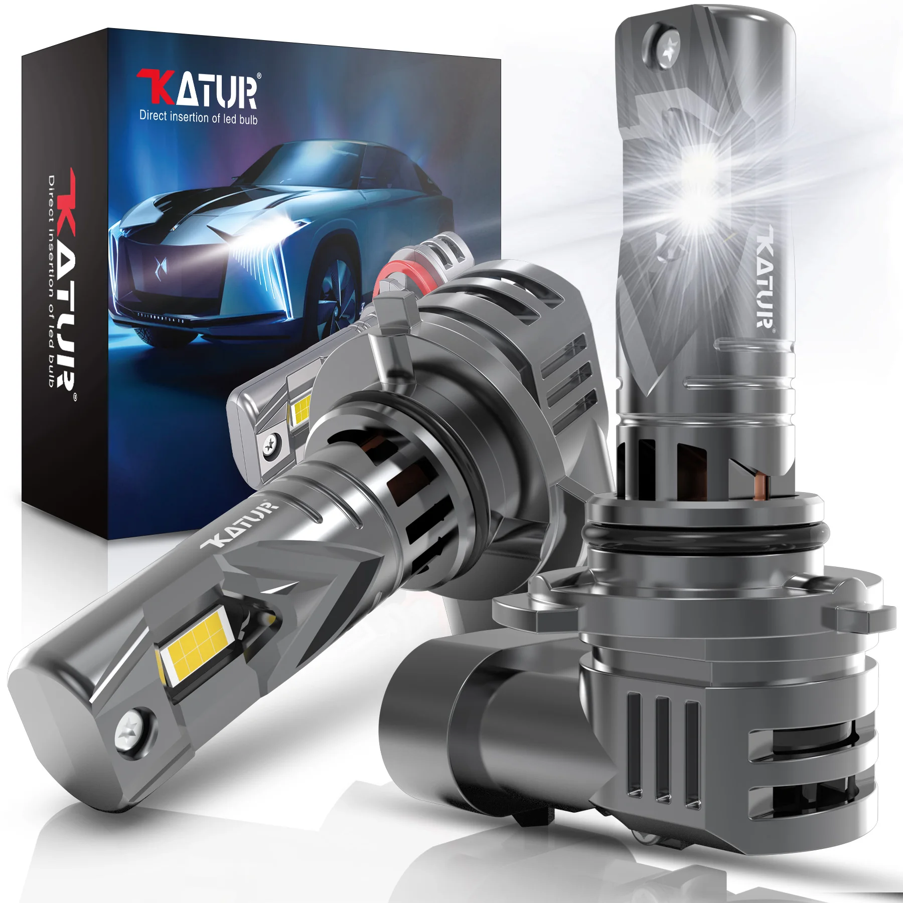 Katur 2x9006 HB4 светодиодная Автомобильная фара 6000 лм 2001 K белый с вентилятором Canbus