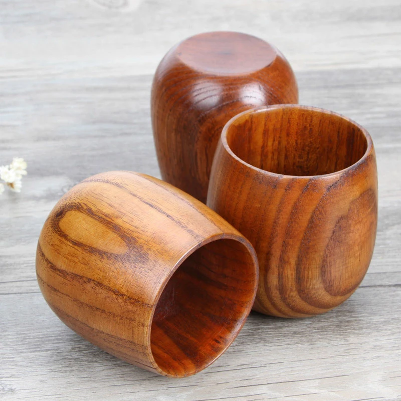 

2Pcs Portable Wood Coffee CupWooden Tea Milk Mug Water Drinking Mugs Drinkware Handmade Juice Lemon Teacup Retro Gift