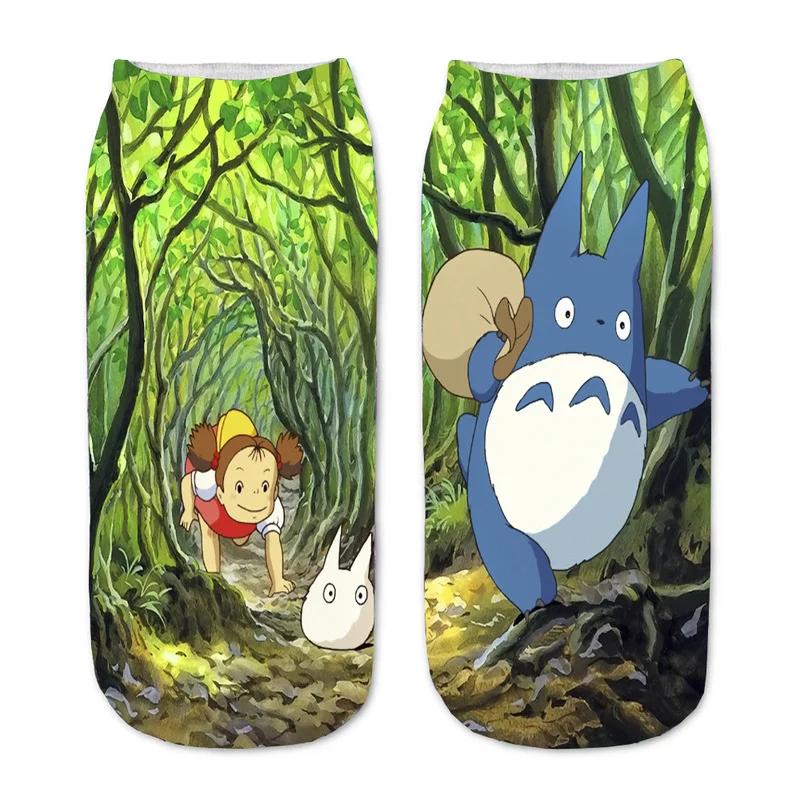 Totoro Women Sock Cartoon Ladies Socks Kawaii Calcifer Casual Hayao Miyazaki Printed No Face Man Fairydust Sox Korean Socken