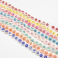 natural shell beads colorful double side eye painted mother of pearl bead necklace accessories charm for jewelry making bracelet
