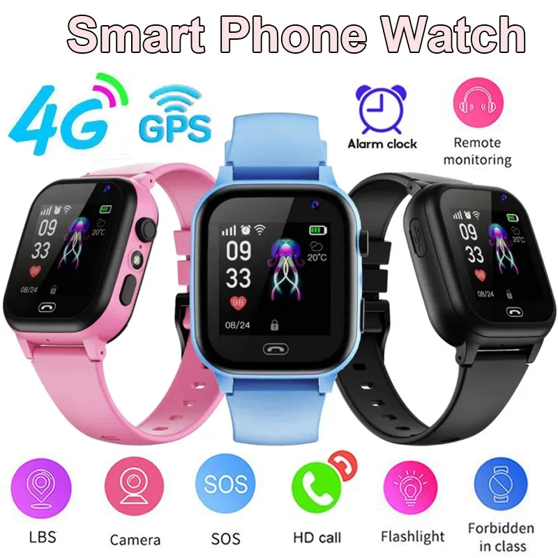 Kids 4G Smart Watch SIM Card SOS GPS Location Video Call Sim Card For Children SmartWatch Camera Waterproof Watch For Boys Girls