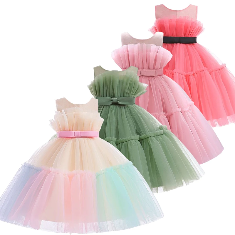

Toddler Dress for Baby Girls Wedding Birthday Princess Dresses Kids Girl Gown Tulle Bow Children Eleagnt Evening Party Dresses